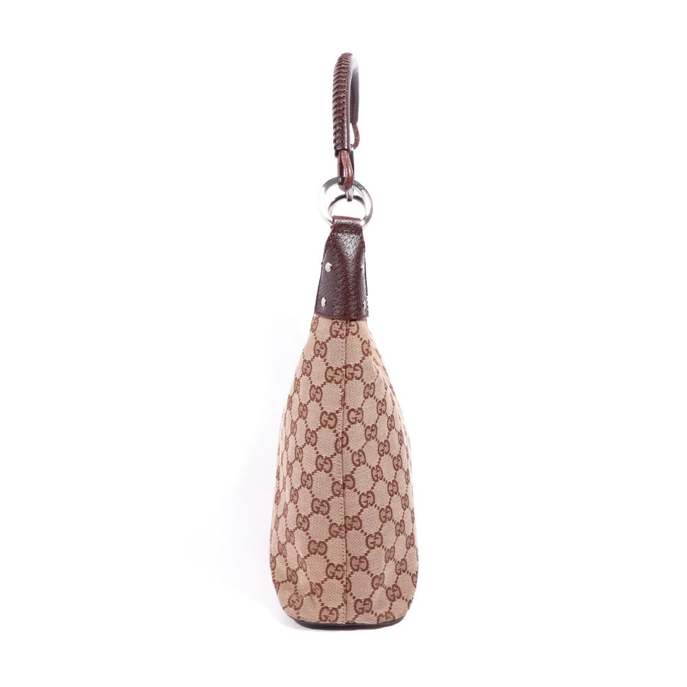 Gucci Bag Leather Canvas Shoulder Hobo Beige One GG